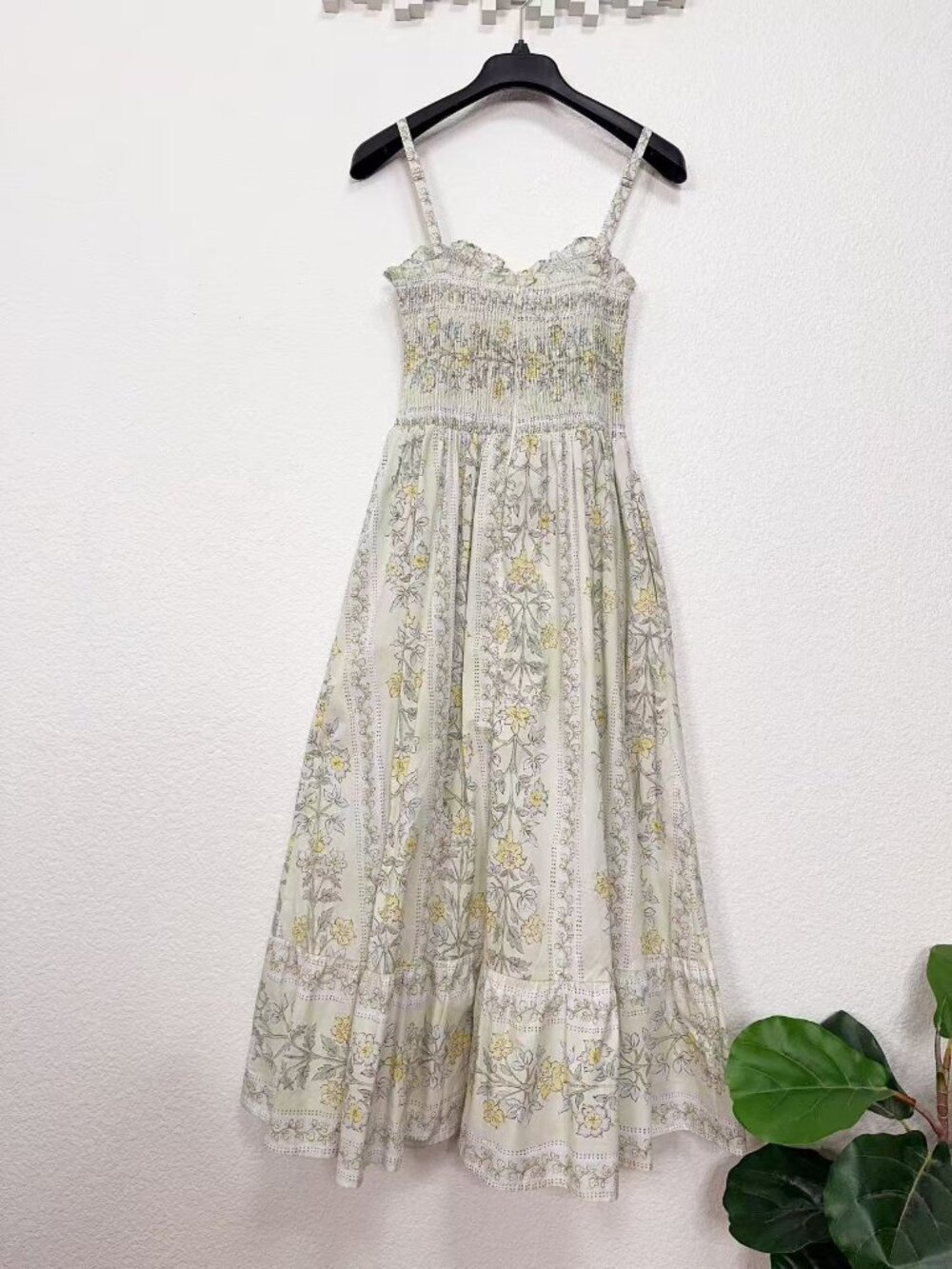 Jacquie The Label Claudia Floral Smocked Maxi Dress Blue Sage Cottagecore - Picture 7 of 7